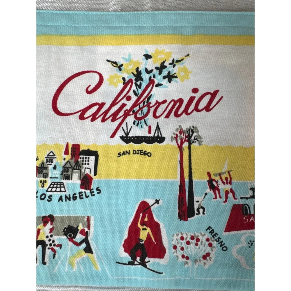 Red and White Kitchen‎ Co California Cities Landmarks Travel Souvenir Pouch